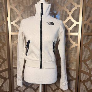 The North Face Womens White Full Zip Fleece Jacket XS Lightweight Logo Jacket